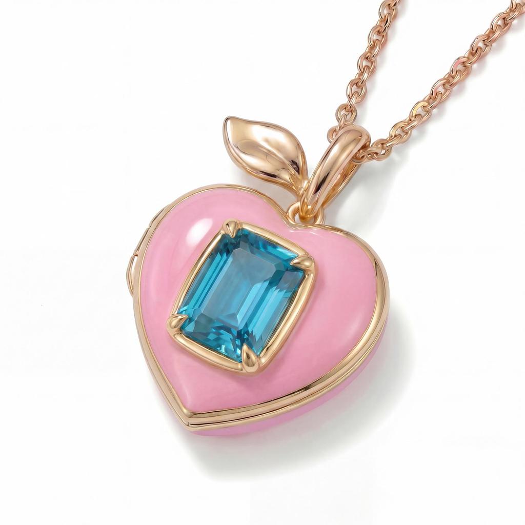 Trendy Pink Peach Necklace: European & American Style, Copper, Fresh & Sweet Design