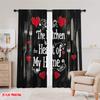 2pcs,2D plane printing Popular Curtain Panels Heartfelt Kitchen Decor Polyester Fabric (without rod) Holiday for Bedroom, Living