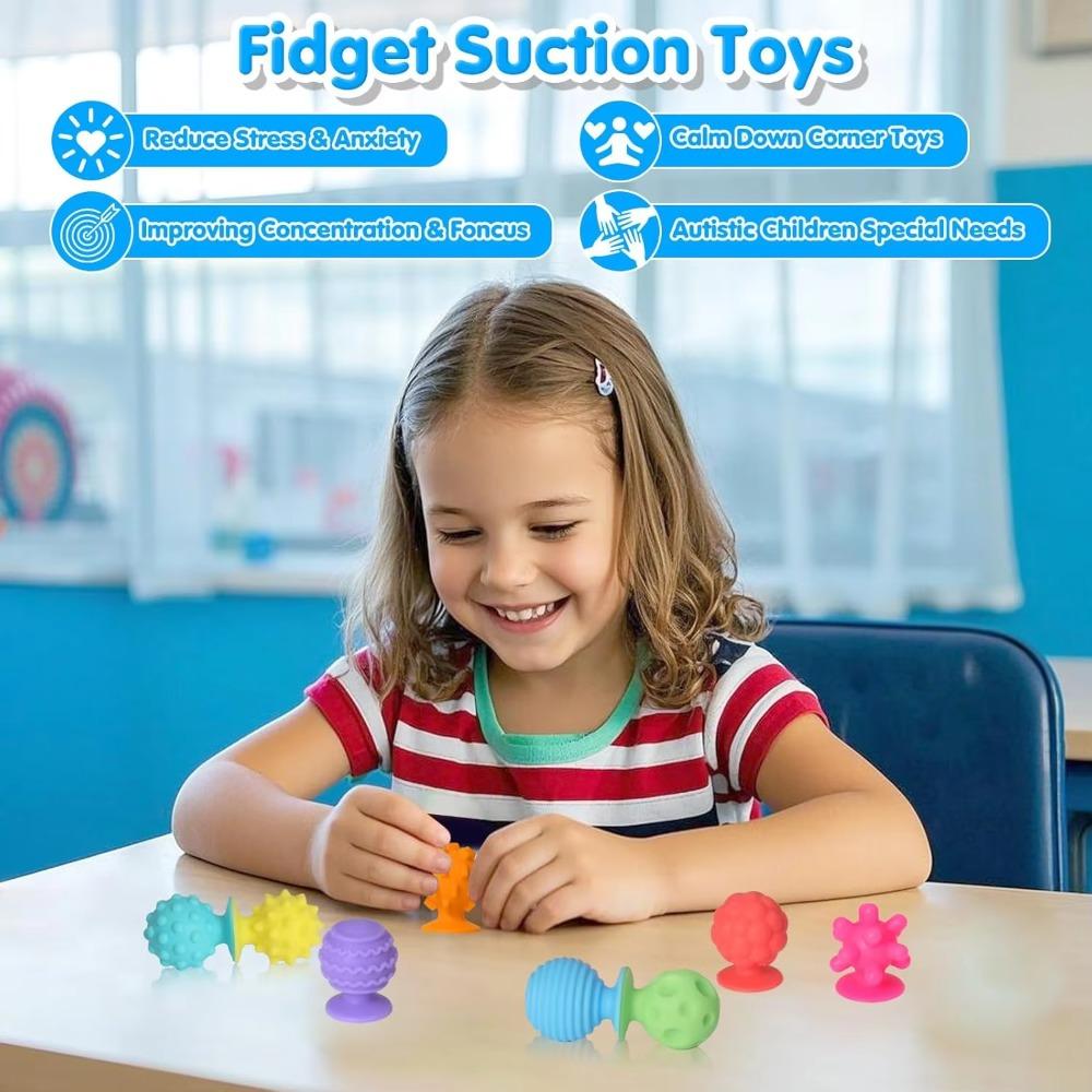 Relaxing Soft Worry Stone Fidget Toy Textured Silicone Suction Cup Toy  Christmas Gift