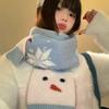 Korean Style Cashmere Blend Scarf Lightweight Knitted Shawl Snowman Pattern Scarf  Women/Men