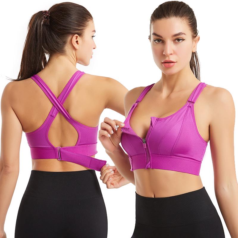 Adjustable Front Zip Shockproof Wire-Free Yoga Sports Bra
