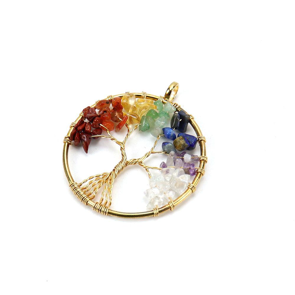 Jewelry Natural Gravel Crystal Tree Of Life Colorful Natural Stone Fortune Tree Love Necklace Pendant N151