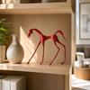 Geometric Horse Figurine Modern Minimalist Alloy Decor Piece Slender Statue for Living Room,
