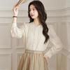 Autumn Fashion New 2024 Long Sleeve O-Neck Casual Apricot Blouse Shirt Women Tops Blouses Shirts J428