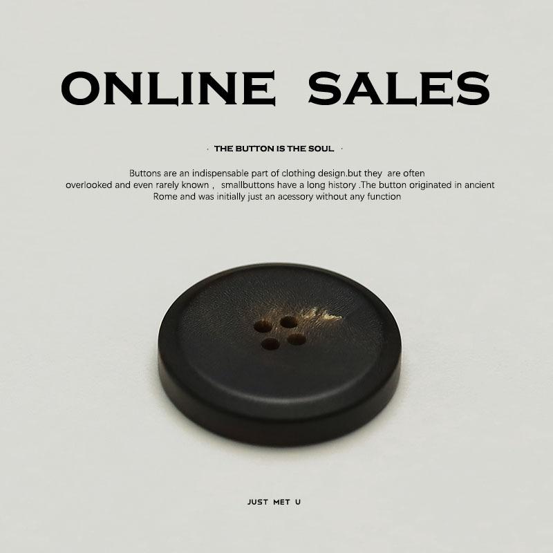 Real Horn Thin Edge Four-Eye Button High Texture Material Clothing Button Men'S And Women'S Coat Coat Trench Coat Button