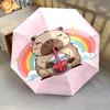 Rainbow Bear Sips Pink Drink Folding umbrella Portable travel Umbrella travel Three folds