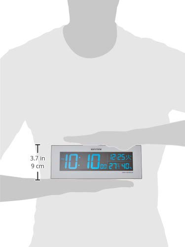 RHYTHM Iroria Alarm Clock, Radio-Controlled, Digital, Gradient LED, 365-Color Display, AC Powered, White, 8RZ173SR03