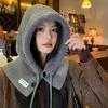 Women Wool Knitted Balaclava Hat Retro Solid Color Ear Warmer Hooded Cap Korean Girl Windproof One-piece Neck Collars Bonnet