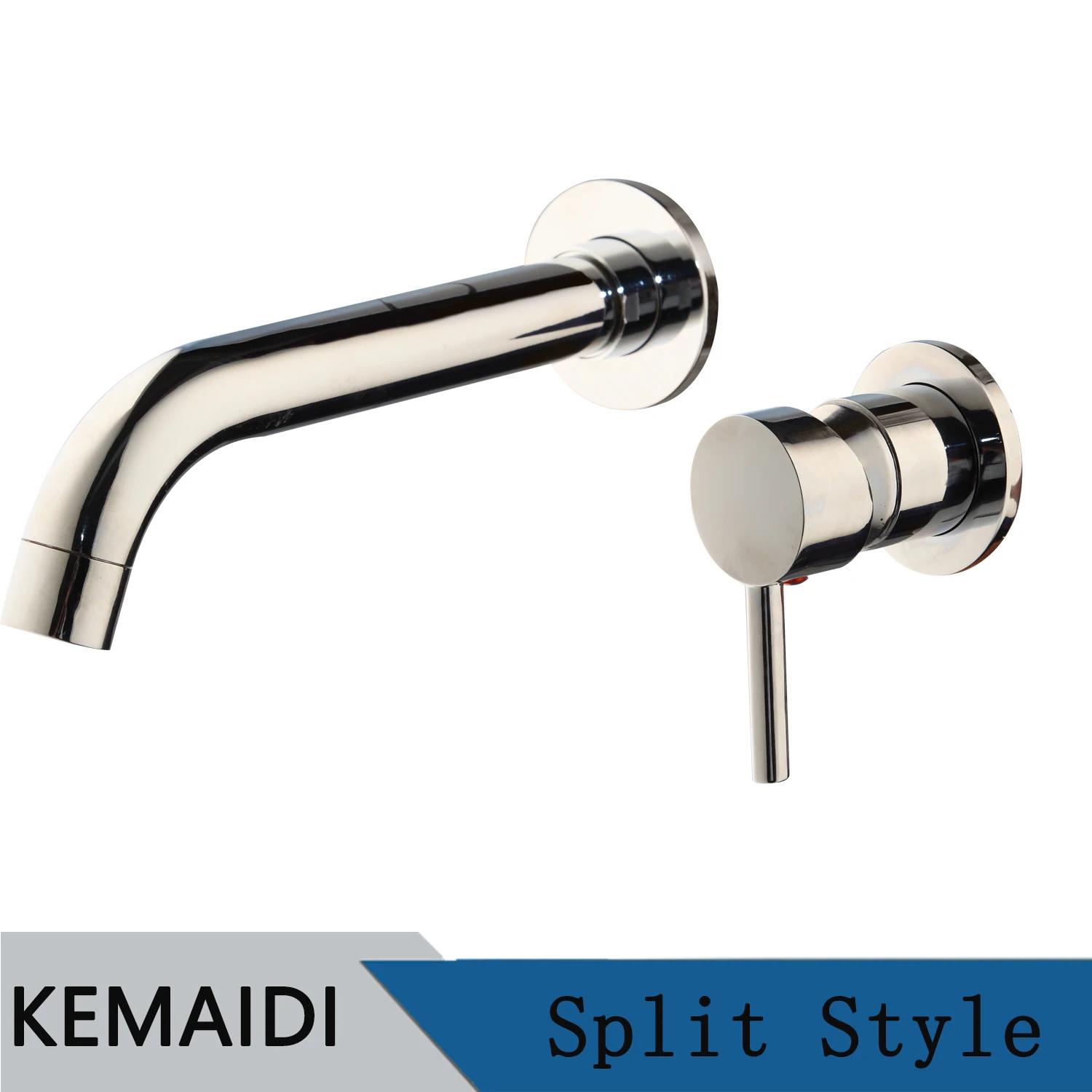 

KEMAIDI Brass Bathroom Basin Faucet Wall Sink 360 Swivel Spout Wall Mounted Bath Mixer Tap Crane Antique Bronze Finished