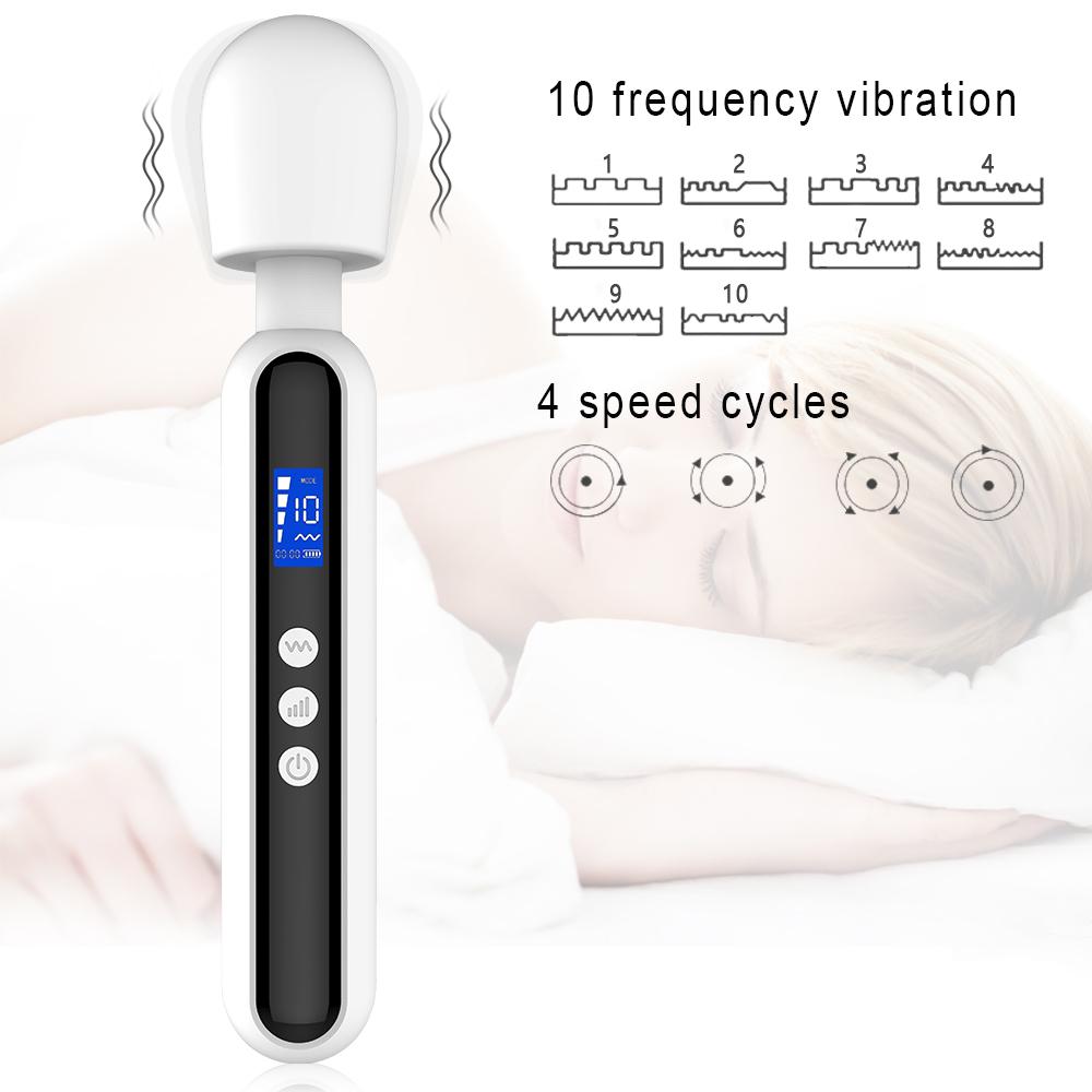 Multi functional massage stick LCD display timing vibrator silicone material 10 frequency 4-speed waterproof charging model