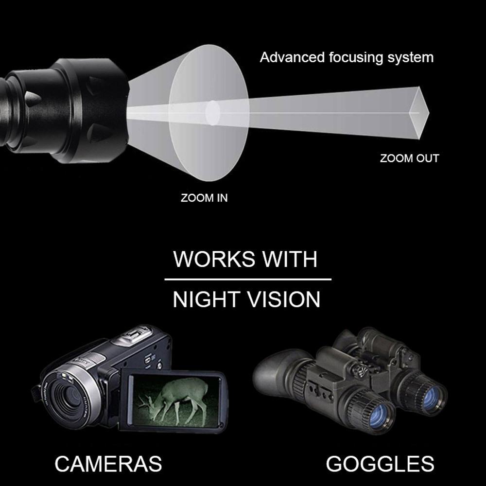 T20 850/940NM Infrared Torch | Retractable Zoom Aluminium Alloy Adventure Search Light