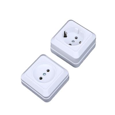 1Pcs 10A Eu Standard Electrical Outlett Ground Vintage Surface Power Socket Plugs Flame Retardant Plastic Wall Mount Socket