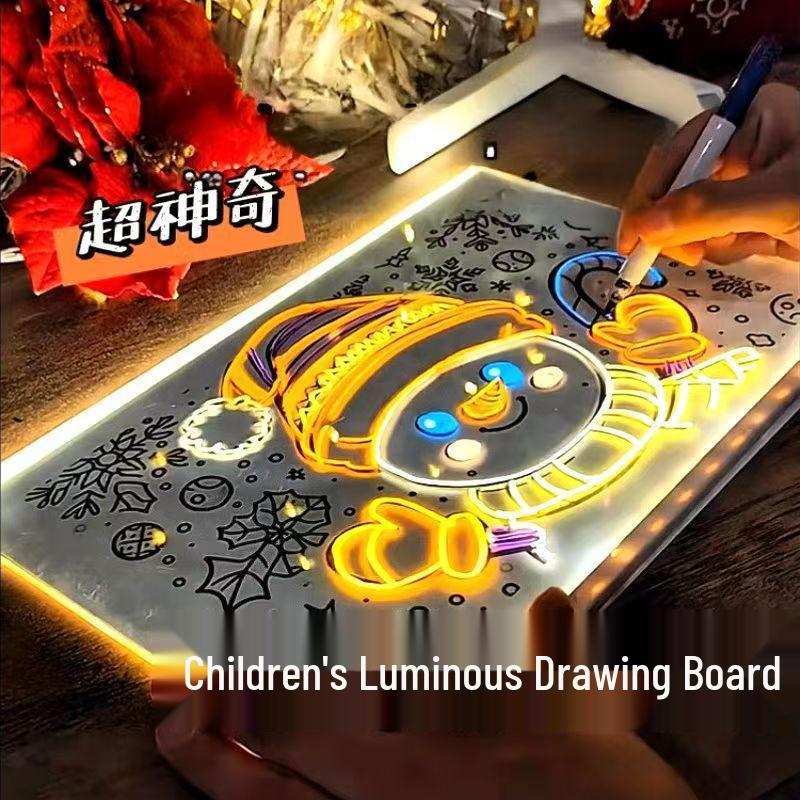 Reusable Light-Up Drawing Board for Kids – Eye-Friendly, Erasable DIY Handwriting Board with Pen