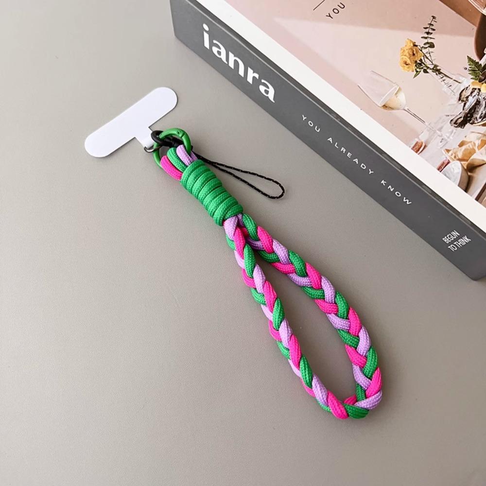 IN Korea Universal Braided Short Mobile Phone Lanyard Strap Hanging Chain Ring Cord with Patch Wrist Strap Cell Phone Detachable