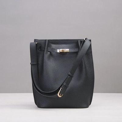 Genuine Leather 2025 Crossbody Bucket Bag - Casual, Trendy Vertical Cowhide Horseshoe Design by Sokelly