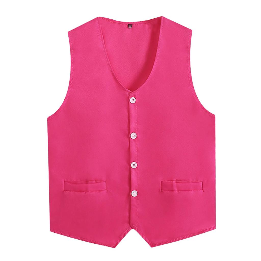 Womens Mens Button Vest Uniform Adult Waiter Bartender Work Uniform Unisex Volunteer Activity Vest Waistcoat