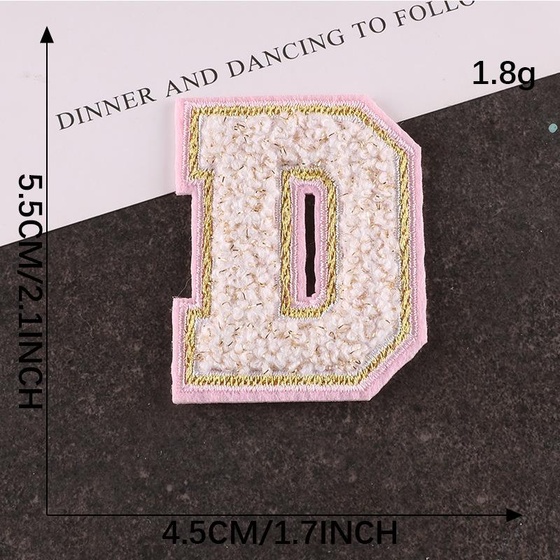 Computer Embroidery Gold Silk Towel Embroidery Cloth Label English Alphabet Hand Account Diy Patch Accessories Chenier Embroidery Cloth Sticker