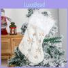 Premium White Embroidered Plush Christmas Stockings With Elegant Gold And Silver Snowflakes