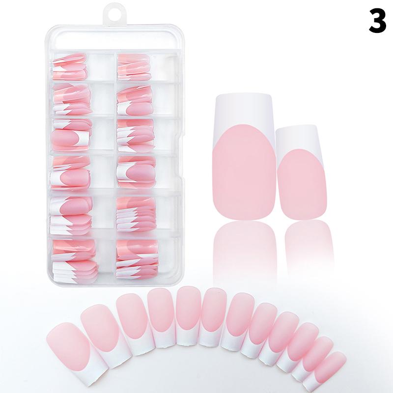 120 buc/cutie Unghii French Press On Nude Roz Mat 12 mărimi Pătrate Extra Lungi Acoperire Completă Gel Moale Vârfuri Unghii False Extensie Unghii