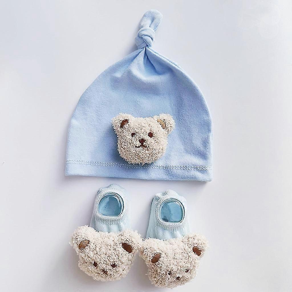 Winddichtes Baby-Mützen- und Socken-Set Für Babys Niedliche Bären-Baby-Mütze