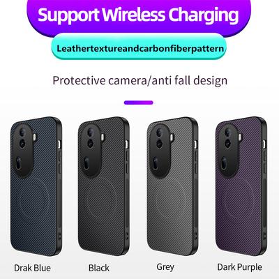 For OPPO Reno 11 Luxury Carbon Fiber Matte Armor Phone Case For Oppo Reno 11 Pro Car Magnetic Shockproof Hard Cover Reno11 Shell