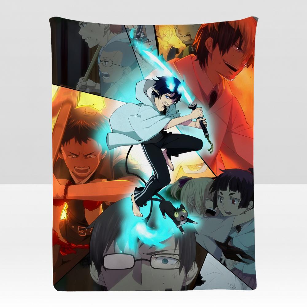anime BBlue EExorcist Throw Soft Flannel Blanket for Bed Bedroom Sofa Picnic Throw Skinfriendly Breathable Gift Cover