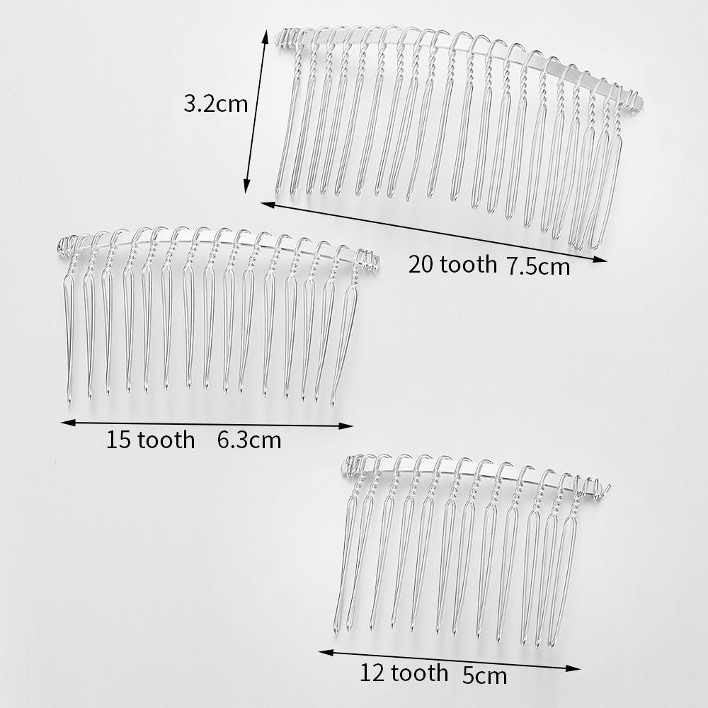 10pcs 12/15/20mm Silver Color Teeth Hair Comb Hairpin for Jewelry Making Bridal Hair Combs DIY Wedding Accessories