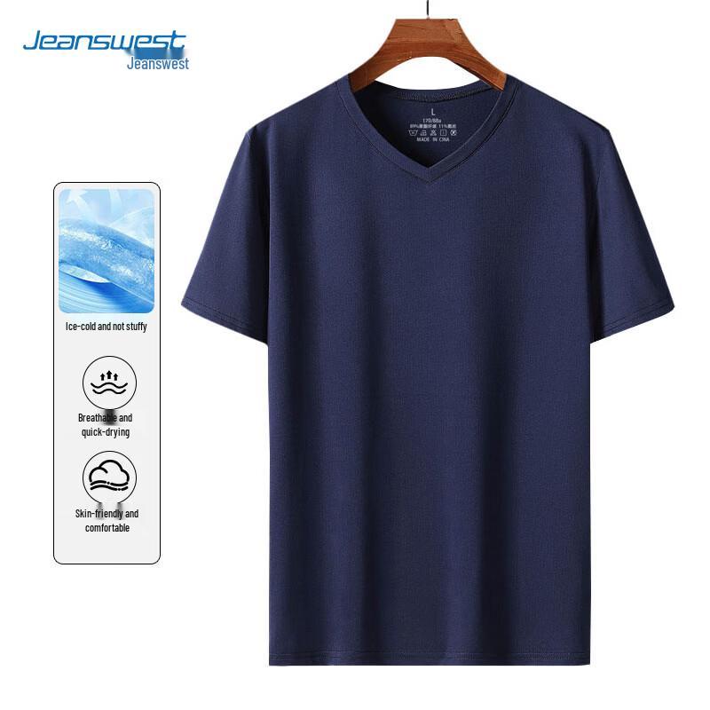 Jeanswest Men's Ice Silk V-Neck Quick-Dry T-Shirt