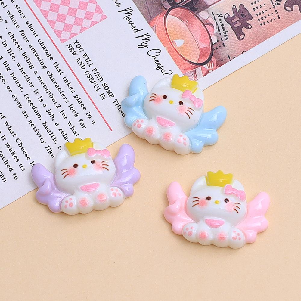 24/120PCS Cute Wings Meow Cartoon Handmade DIY Accessories Cream Glue Resin Small Accessories Hole Shoe Buckle Material