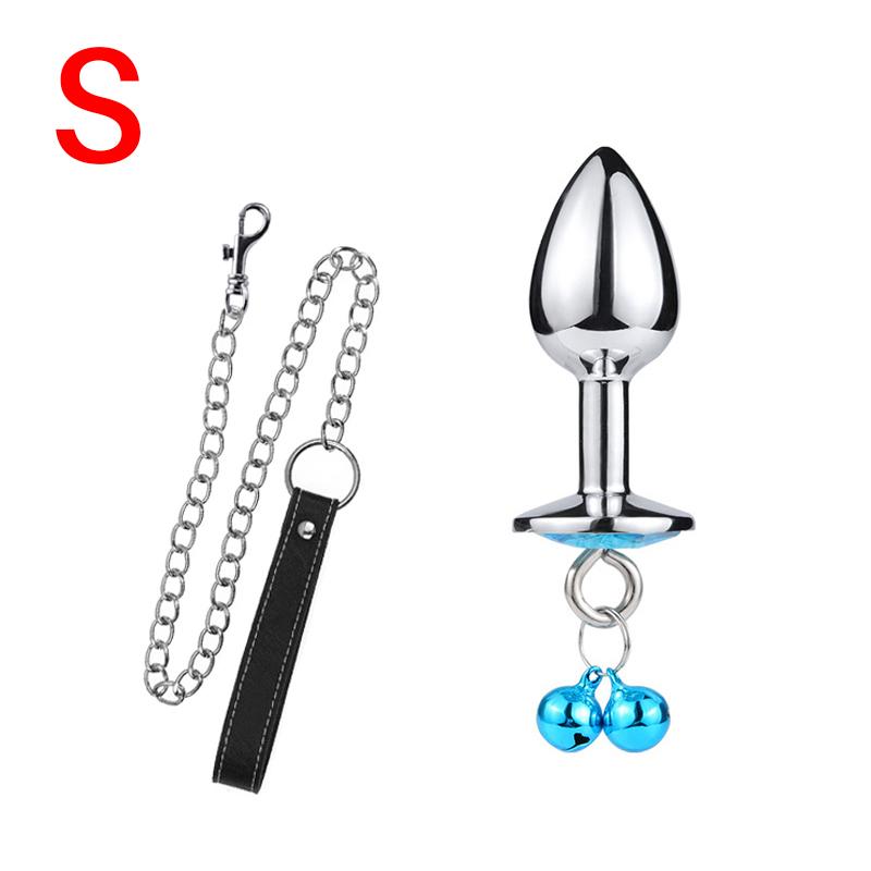 Analplug Sexspielzeug Edelstahl Glattstahl Buttplug mit Glöckchen rundem Kristallanhänger