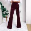 Retro Corduroy Flared Pants High Waisted Wide Leg Trousers for Women Solid Color Loose Casual Pants for Work Travel And Daily Wear