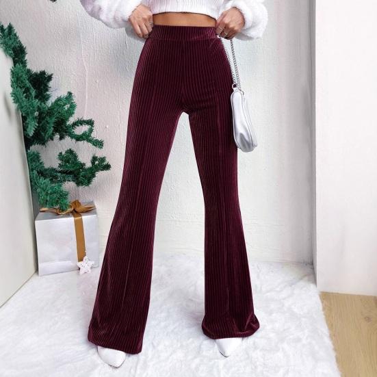 Retro Corduroy Flared Pants High Waisted Wide Leg Trousers for Women Solid Color Loose Casual Pants for Work Travel And Daily Wear