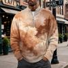 Men's Retro Corduroy Long Sleeve Shirt with Stand Collar and Pocket, Printed Casual Top