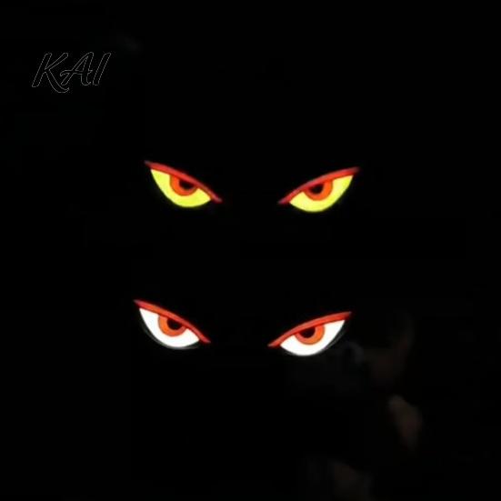Outdoor Solar Car Lamp Devil Eyes Light Powered LED Dynamic Windshield Ambient USB-C Dual Charging Rechargeable Vehicle with Vibration And Sensor
