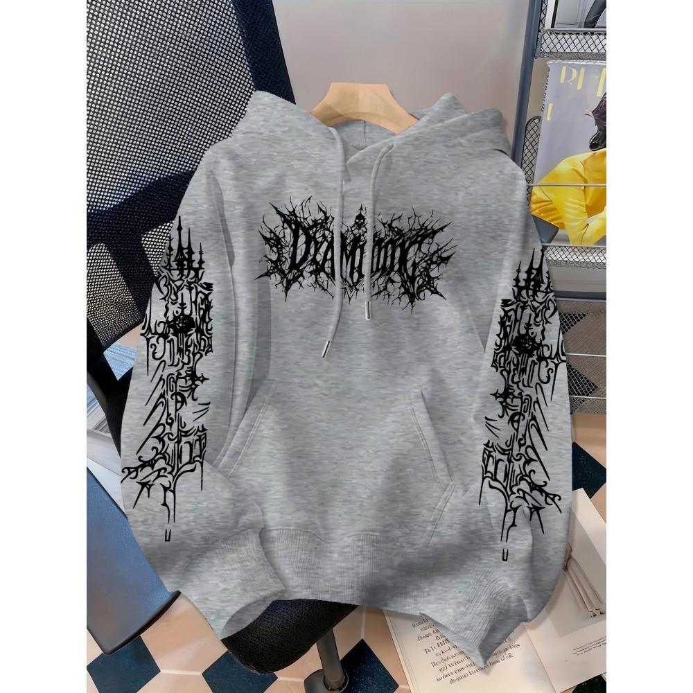 American Dark Thorn Letter Sweatshirt, Unisex Loose Fit Trendy Casual Top, Streetwear Retro Fashion Hoodie