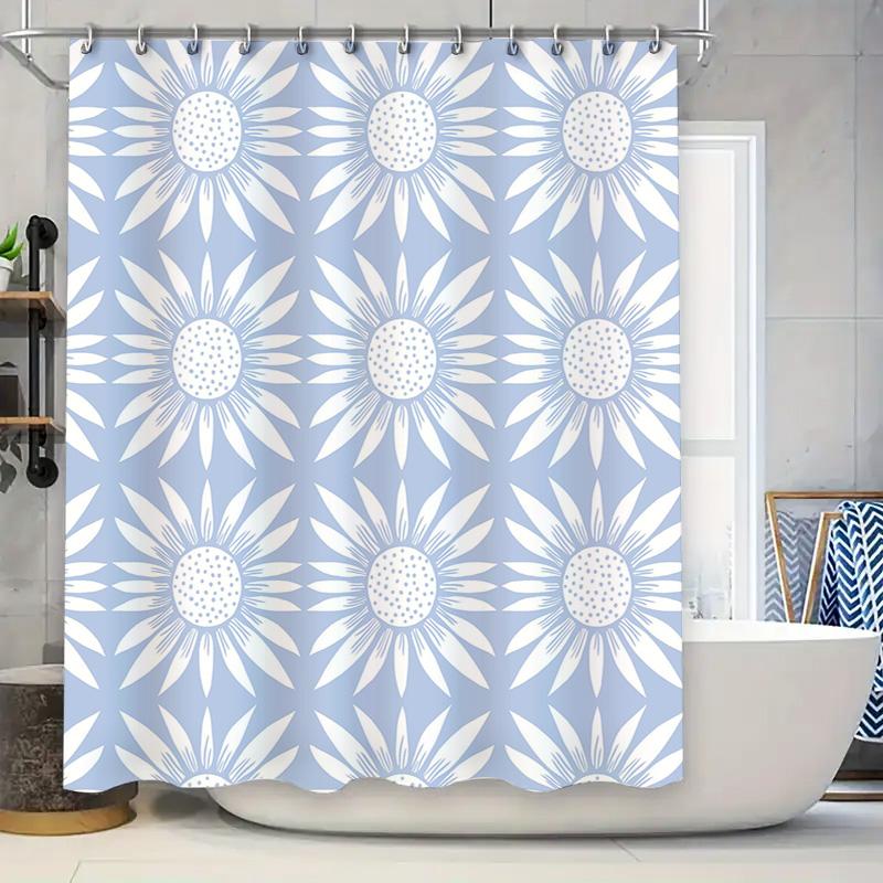 

Modern Floral Shower Curtain Set Pink White Easy Installation For Bathroom Decorations W60H190(CM)-1 Pcs