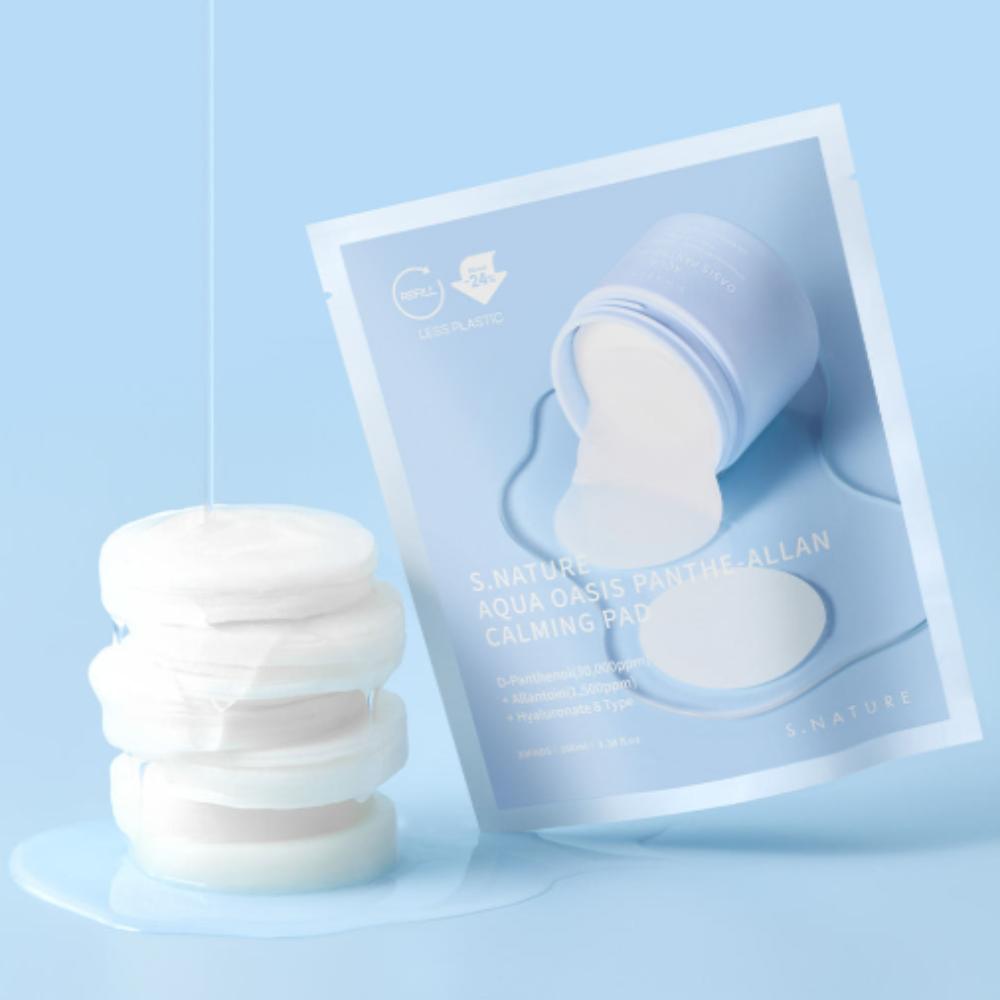 S-NATURE Aqua Oasis Panthe-allan Calming Pad 30 Sheets Refill Pack - Soothing & Hydrating Skin Relief