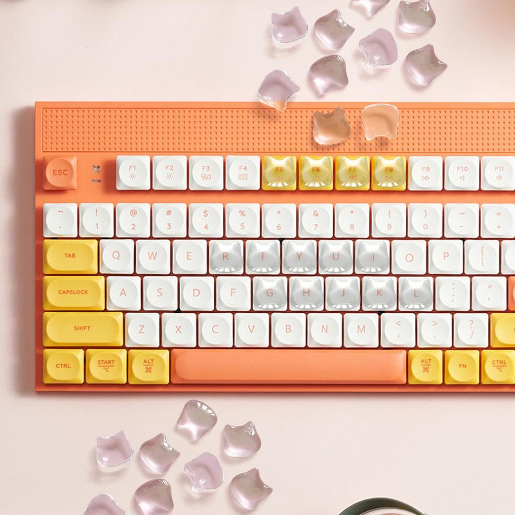 Cat Shaped Transparent 3DRaised Keyboard Keycap Glass Decorative Computer Typing Auxiliary Artifact High Transparency Decoration