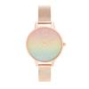 Authorized Retailer: OLIVIA BURTON Women's Watch, OB16RB18, Rainbow Glitter Dial & Rose Gold Mesh, 34mm