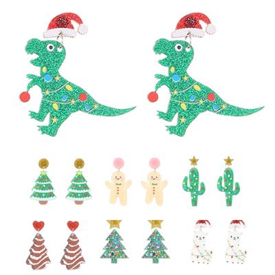 Tree Alpacas Cactus Dinosaur Pendant Earring Fashion Dangle Earrings Christmas Cartoon Acrylic Drop Earring Jewelry