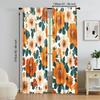 2 pcs, versatile polyester transparent curtains for home decoration Orange Floral Pattern for use in bedrooms and living rooms