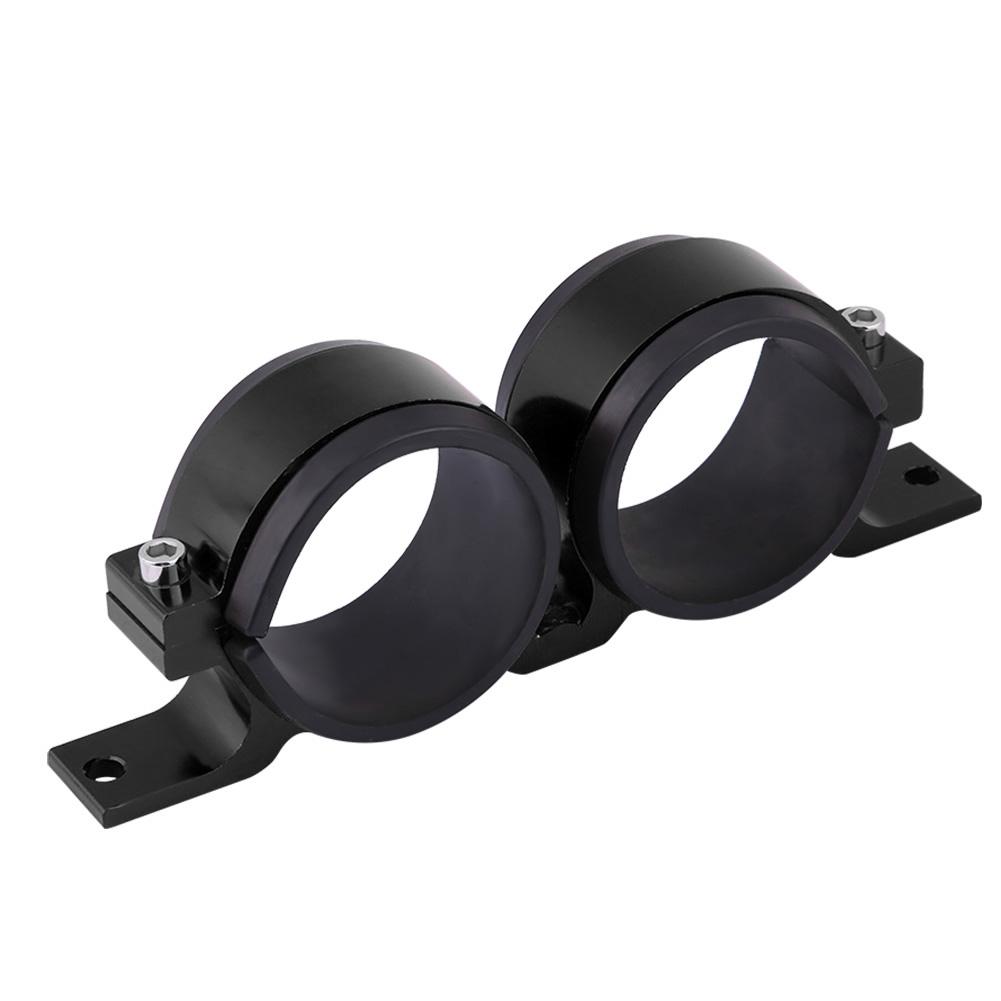 Aluminum Alloy 60mm Car Fuel Pump Mounting Bracket Dual Filter Clamp Cradle Black