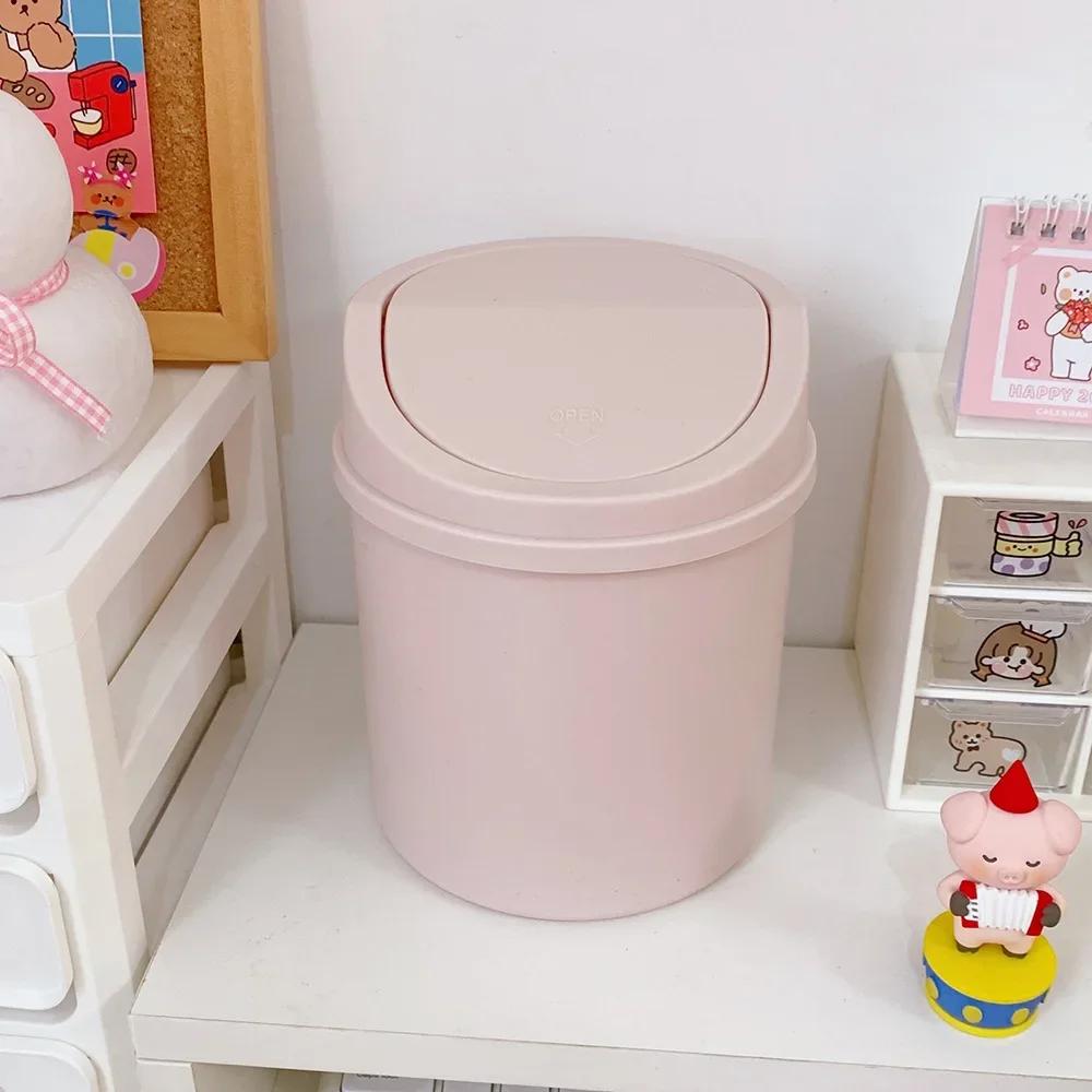 Waste Bin With Lid Mini Desktop Office Organizer Storage Home Garbage Basket Container Table Trash Bin Small Trash Can Home Desk