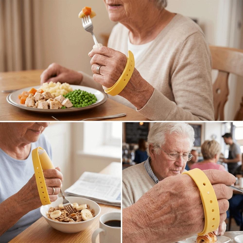 Silicone  Handle Anti Tremor Fork Metal Main Adaptive  Fork Anti Drop Aid Fork  Self Feeding