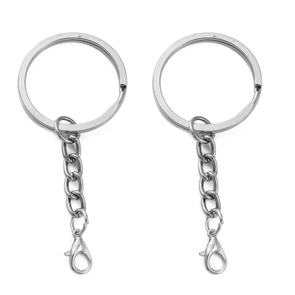 Iron Flat Ring Keychain Hanging Lobster Buckle Chain Buckles Connector For DIY Jewelry Making