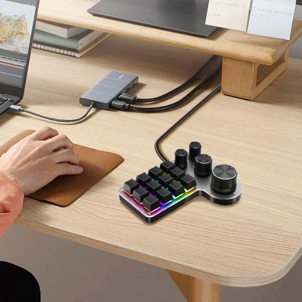 12 Keys 4 Knobs Programming Macro  Keyboard USB Wired/Bluetooth-Compatible Mechanical Gaming Keyboard for Gamers/Designers