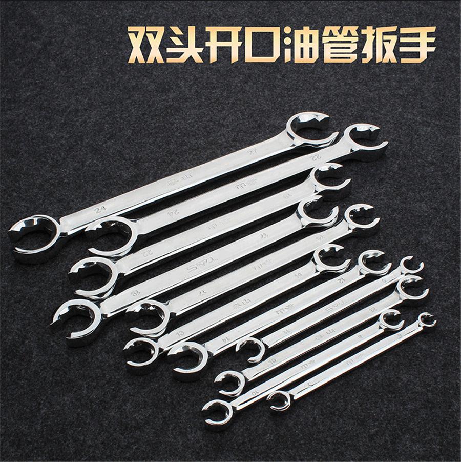 5 Pcs 6 Point Chrome Vanadium Steel Metric Flared Nut Spanner Wrench Set 9mm - 18mm