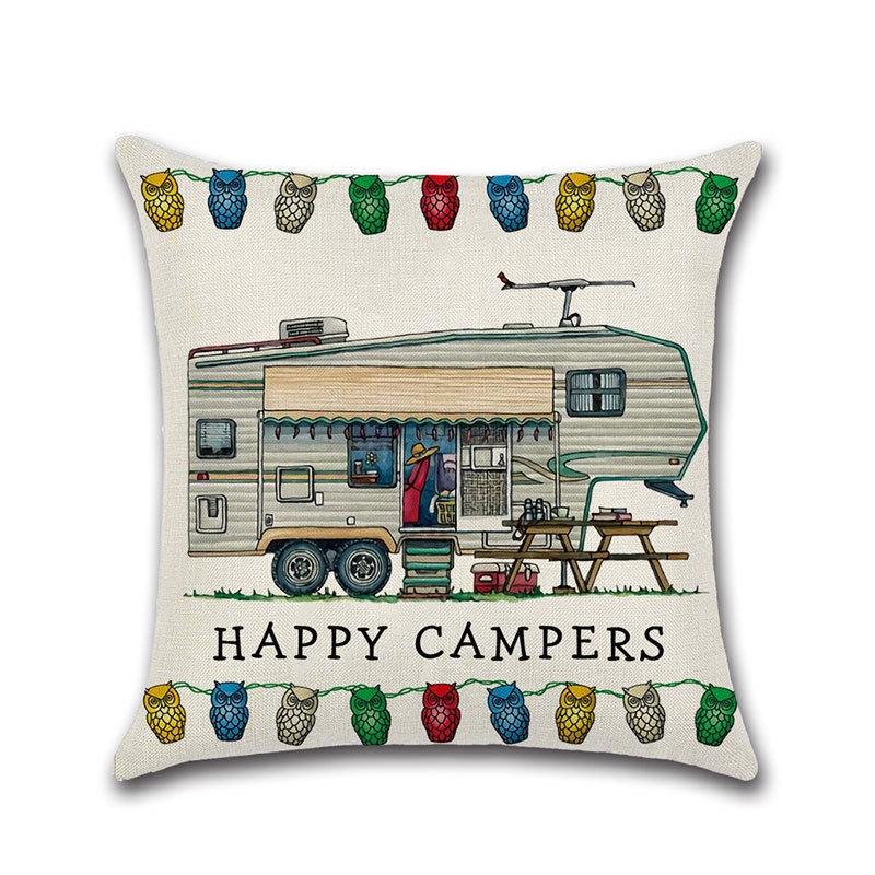

Ornate Happy Campers Sofa Throw Cushion Cover Ideal For Home Dcor O