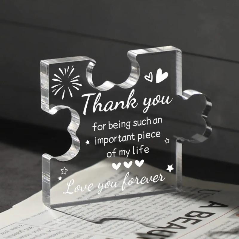 2D Flat Acrylic Puzzle Thank-you Gift Desktop Decoration Plaque, Home Decor Plaque Hanging Wall Art Decorative Garden Decoration for Room Door Signs H