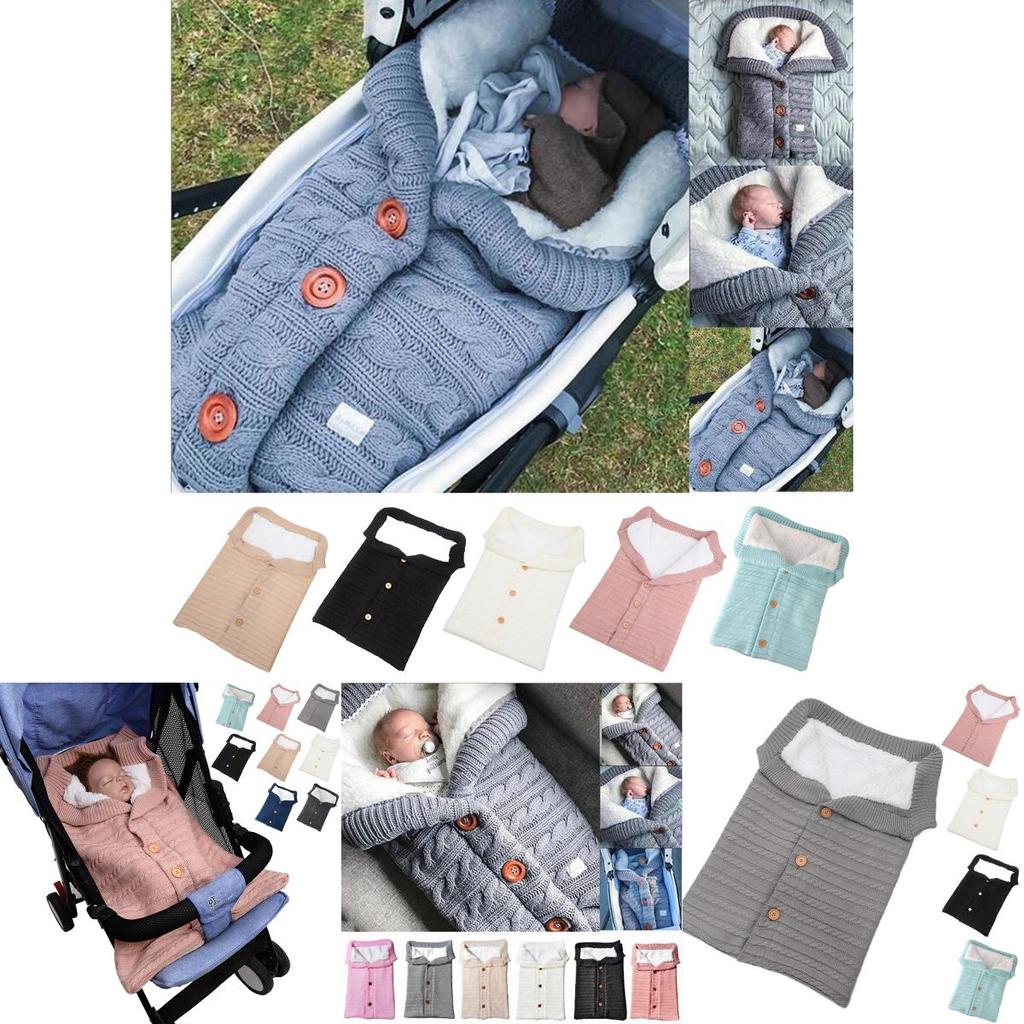 Newborn Baby Winter Wrap Warm Swaddle Blanket Knit Sleep Bag Sack Wrap Stroller